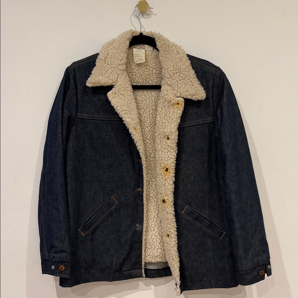 Vintage Men's Denim Sherpa-Lined Jacket